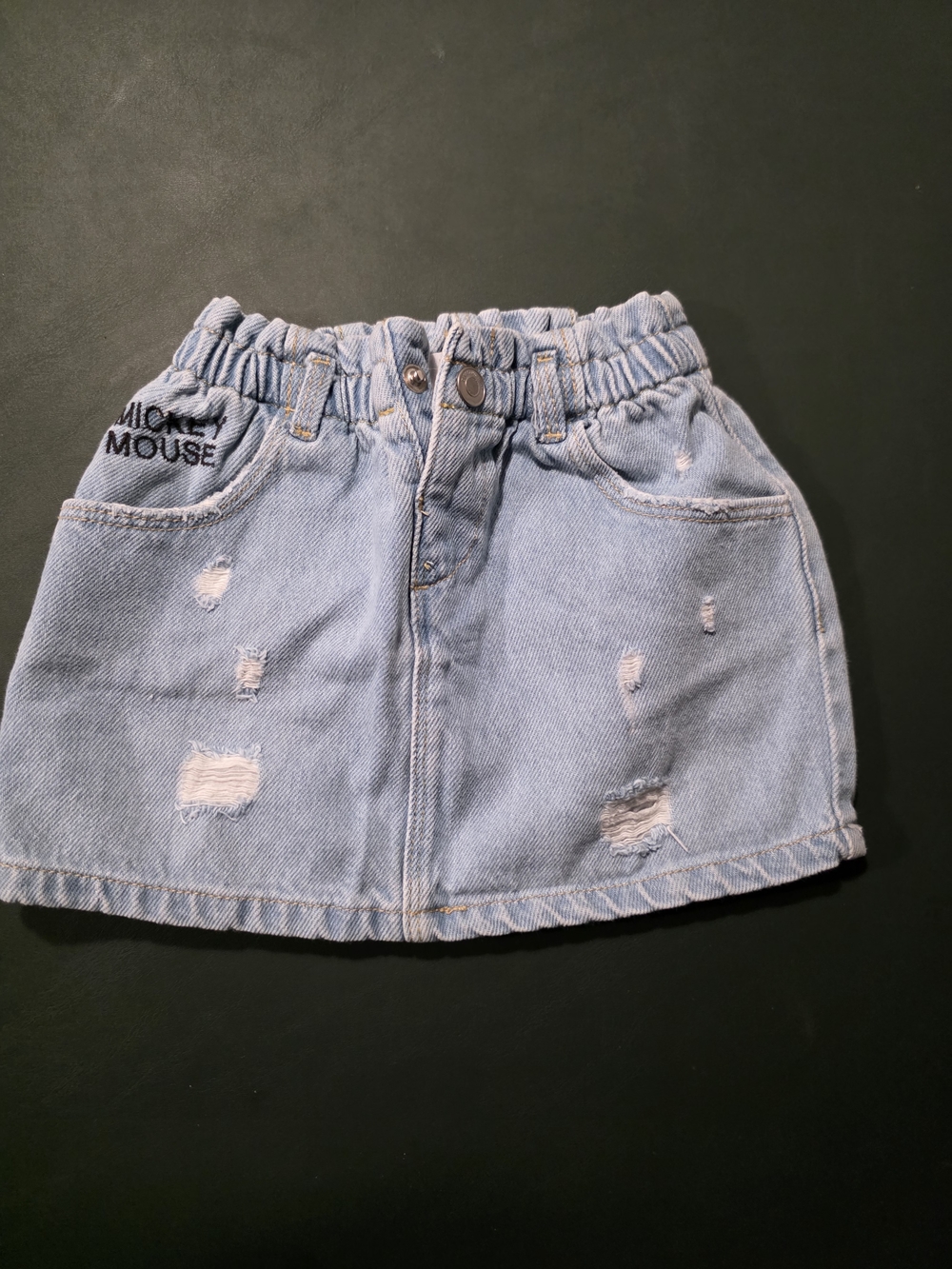Disney Light Blue Distressed Denim Skirt - Kids